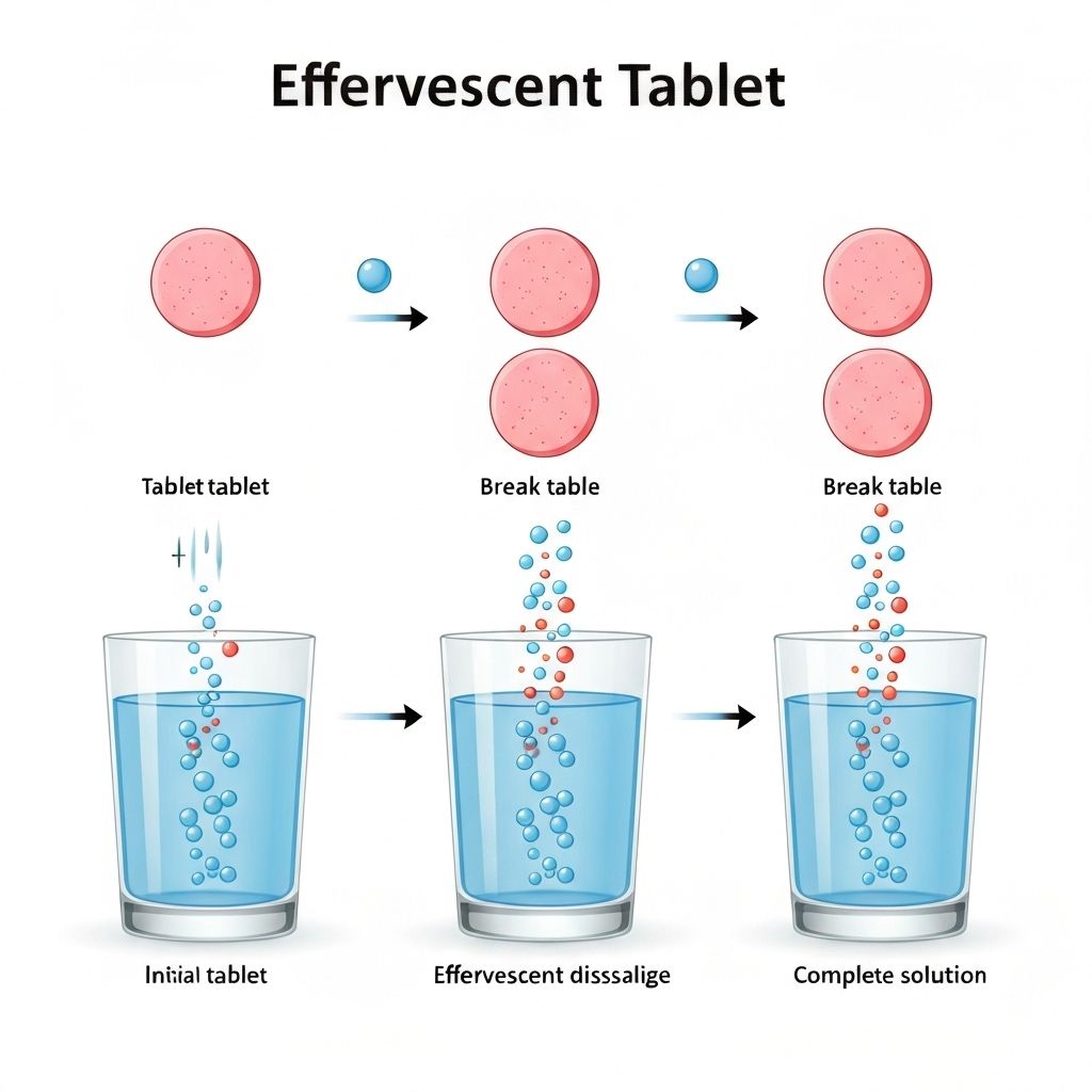 Diagrama científico de cómo funcionan las vitaminas efervescentes